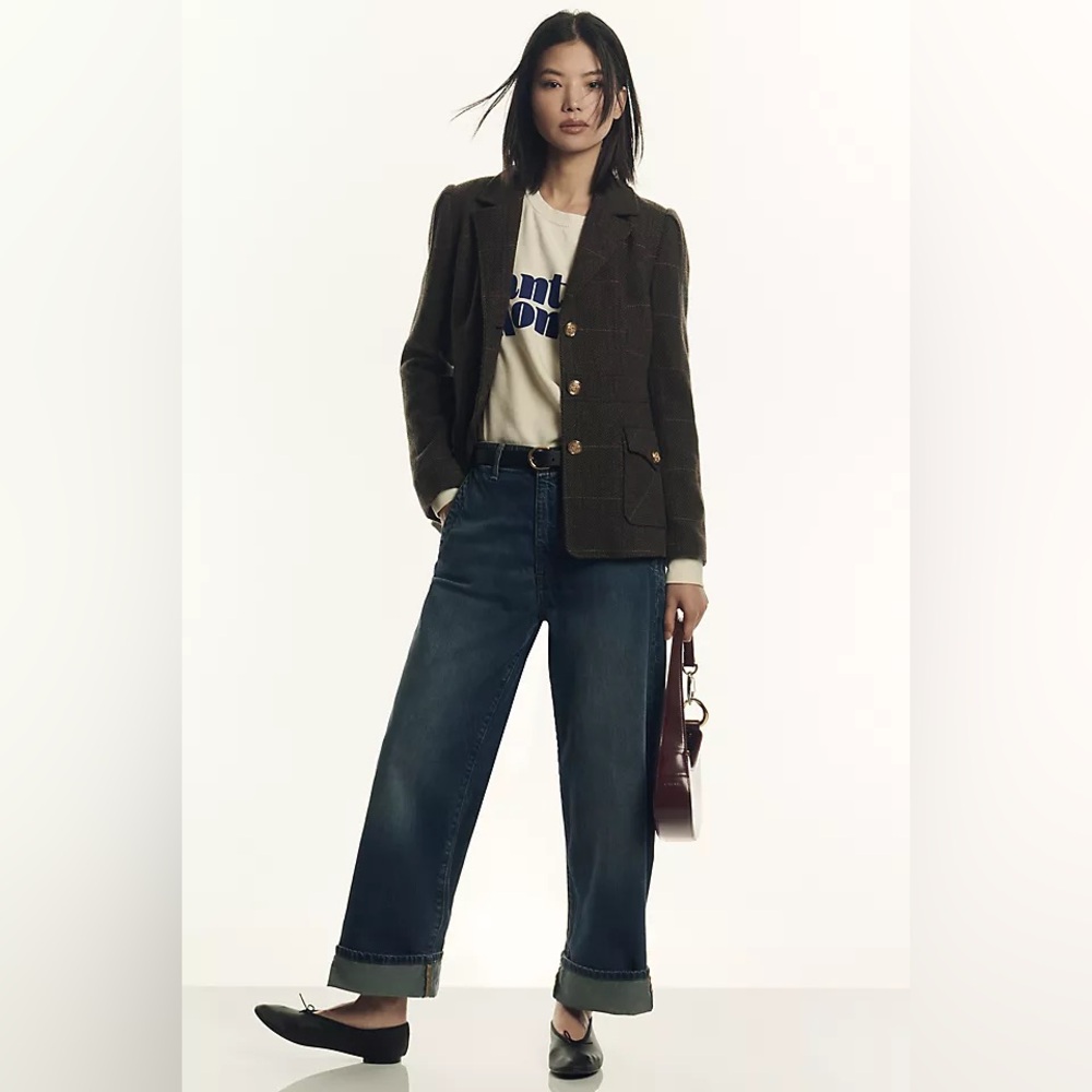 NWT Anthropologie Pilcro Lonnie Cuffed High Rise Crop Jean 28 Tall